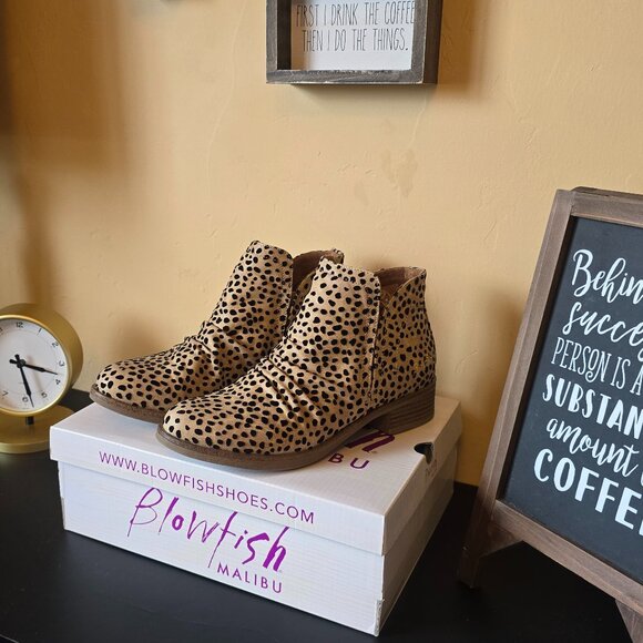 BLOWFISH Venom Leopard Print Ankle Boots Booties sz 8 Excellent Condition - Picture 1 of 10